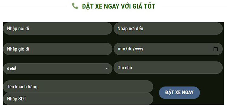 Đặt xe linh hoạt ngay trên website